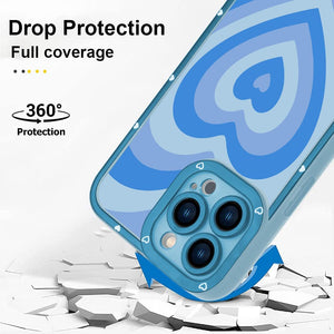 iPhone 13 Pro Max Case with Heart Design for Women Girls - Blue