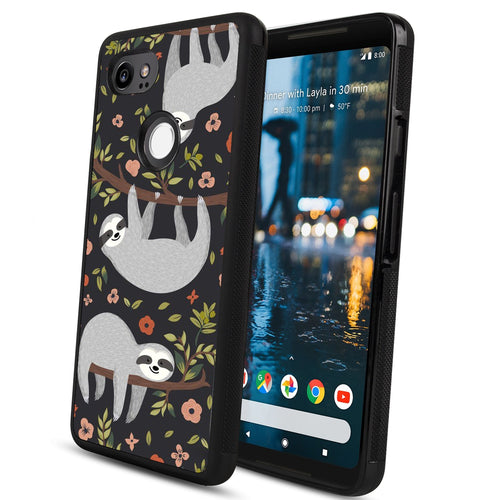 Phone Case Compatible with Google Pixel 2 XL Cartoon Sloth Luxury Elegant Square Protective Metal Decoration Corner