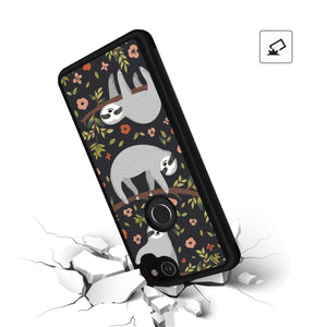Phone Case Compatible with Google Pixel 2 XL Cartoon Sloth Luxury Elegant Square Protective Metal Decoration Corner