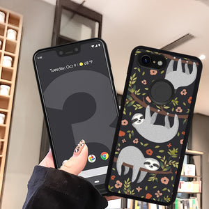 Phone Case Compatible with Google Pixel 3 Cartoon Sloth Luxury Elegant Square Protective Metal Decoration Corner