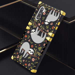 Phone Case Compatible with Samsung Galaxy Note 10 Cartoon Sloth Luxury Elegant Square Protective Metal Decoration Corner