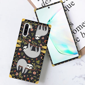 Phone Case Compatible with Samsung Galaxy Note 10 Cartoon Sloth Luxury Elegant Square Protective Metal Decoration Corner