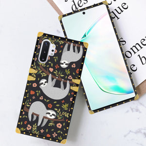 Phone Case Compatible with Samsung Galaxy Note 10 Plus, Samsung Galaxy Note 10 Plus 5G Cartoon Sloth Luxury Elegant Square Protective Metal Decoration Corner