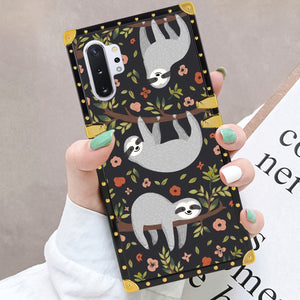 Phone Case Compatible with Samsung Galaxy Note 10 Plus, Samsung Galaxy Note 10 Plus 5G Cartoon Sloth Luxury Elegant Square Protective Metal Decoration Corner