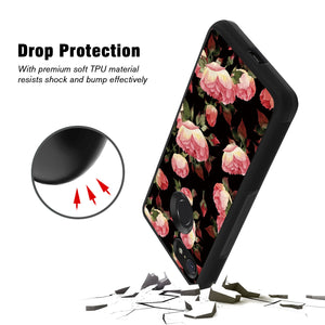 Phone Case Compatible with Google Pixel 3 Red Flower Luxury Elegant Square Protective Metal Decoration Corner