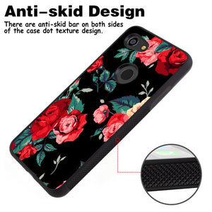 Phone Case Compatible with Google Pixel 3 Lite Red Flower Luxury Elegant Square Protective Metal Decoration Corner