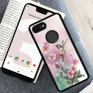Phone Case Compatible with Google Pixel 3 Xl Beautiful Hummingbird Drawing Luxury Elegant Square Protective Metal Decoration Corner