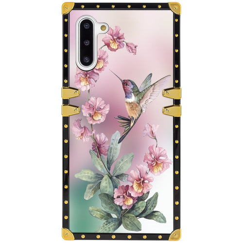 Phone Case Compatible with Samsung Galaxy Note 10 Beautiful Hummingbird Drawing Luxury Elegant Square Protective Metal Decoration Corner