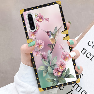 Phone Case Compatible with Samsung Galaxy Note 10 Beautiful Hummingbird Drawing Luxury Elegant Square Protective Metal Decoration Corner
