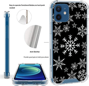 Compatible with iPhone 14 13 12 11 Pro Max X XR XS Max SE2020 7 8 Plus Anti-Drop Phone Case Snowflake TPU Bumper Full Body Protection Cover