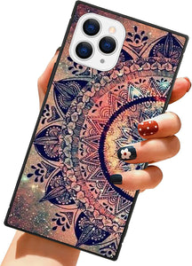 iPhone 14 13 12 11 Pro Max X XR XS Max Square Mobile Phone Case with Galaxy Mandala TPU Edge Full Body Protection Reinforced Corners Case