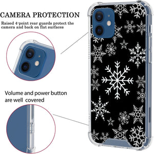 Compatible with iPhone 14 13 12 11 Pro Max X XR XS Max SE2020 7 8 Plus Anti-Drop Phone Case Snowflake TPU Bumper Full Body Protection Cover