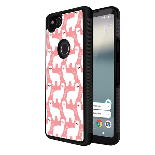 Phone Case Compatible with Google Pixel 2 Cute Llama Alpaca Luxury Elegant Square Protective Metal Decoration Corner