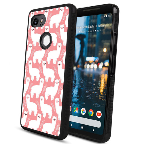 Phone Case Compatible with Google Pixel 2 XL Cute Llama Alpaca Luxury Elegant Square Protective Metal Decoration Corner