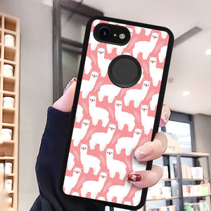Phone Case Compatible with Google Pixel 3 Xl Cute Llama Alpaca Luxury Elegant Square Protective Metal Decoration Corner