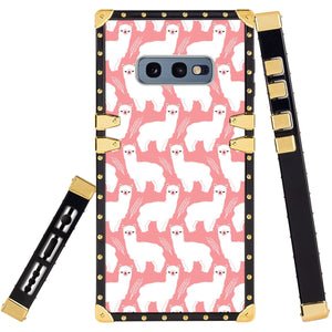 Phone Case Compatible with Samsung Galaxy S10e Cute Llama Alpaca Luxury Elegant Square Protective Metal Decoration Corner