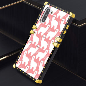 Phone Case Compatible with Samsung Galaxy Note 10 Cute Llama Alpaca Luxury Elegant Square Protective Metal Decoration Corner