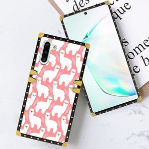 Phone Case Compatible with Samsung Galaxy Note 10 Cute Llama Alpaca Luxury Elegant Square Protective Metal Decoration Corner