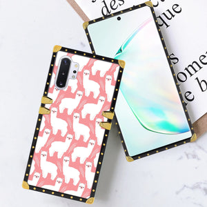 Phone Case Compatible with Samsung Galaxy Note 10 Plus, Samsung Galaxy Note 10 Plus 5G Cute Llama Alpaca Luxury Elegant Square Protective Metal Decoration Corner