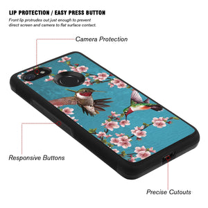 Phone Case Compatible with Google Pixel 3 Hummingbird Painting Luxury Elegant Square Protective Metal Decoration Corner