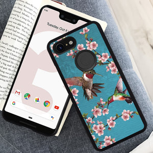 Phone Case Compatible with Google Pixel 3 Xl Hummingbird Painting Luxury Elegant Square Protective Metal Decoration Corner