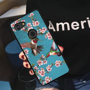 Phone Case Compatible with Google Pixel 3 Lite Hummingbird Painting Luxury Elegant Square Protective Metal Decoration Corner