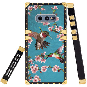Phone Case Compatible with Samsung Galaxy S10e Hummingbird Painting Luxury Elegant Square Protective Metal Decoration Corner