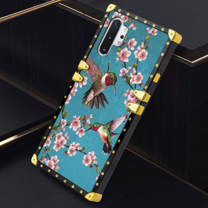 Phone Case Compatible with Samsung Galaxy Note 10 Plus, Samsung Galaxy Note 10 Plus 5G Hummingbird Painting Luxury Elegant Square Protective Metal Decoration Corner