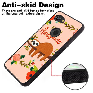 Phone Case Compatible with Google Pixel 3 Lite Sloth Bear Lying Tree Luxury Elegant Square Protective Metal Decoration Corner