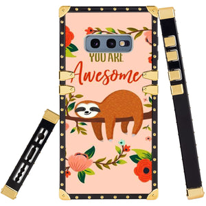 Phone Case Compatible with Samsung Galaxy S10e Sloth Bear Lying Tree Luxury Elegant Square Protective Metal Decoration Corner