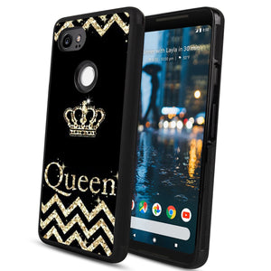 Phone Case Compatible with Google Pixel 2 XL Glitter Queen Crown Luxury Elegant Square Protective Metal Decoration Corner