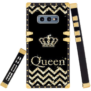 Phone Case Compatible with Samsung Galaxy S10e Glitter Queen Crown Luxury Elegant Square Protective Metal Decoration Corner