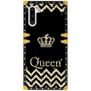 Phone Case Compatible with Samsung Galaxy Note 10 Glitter Queen Crown Luxury Elegant Square Protective Metal Decoration Corner