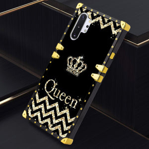 Phone Case Compatible with Samsung Galaxy Note 10 Plus, Samsung Galaxy Note 10 Plus 5G Glitter Queen Crown Luxury Elegant Square Protective Metal Decoration Corner