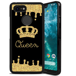 Phone Case Compatible with Google Pixel 3 Xl Queen Golden Crown Luxury Elegant Square Protective Metal Decoration Corner