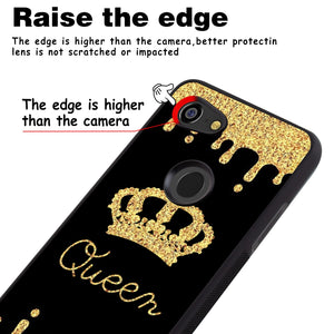 Phone Case Compatible with Google Pixel 3 Lite Queen Golden Crown Luxury Elegant Square Protective Metal Decoration Corner