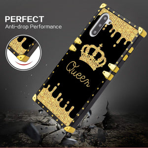 Phone Case Compatible with Samsung Galaxy Note 10 Queen Golden Crown Luxury Elegant Square Protective Metal Decoration Corner