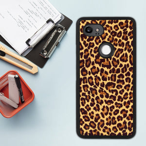Phone Case Compatible with Google Pixel 2 XL Leopard Print Luxury Elegant Square Protective Metal Decoration Corner