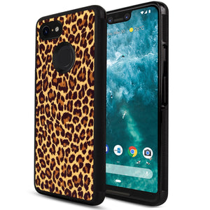 Phone Case Compatible with Google Pixel 3 Xl Leopard Print Luxury Elegant Square Protective Metal Decoration Corner