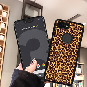 Phone Case Compatible with Google Pixel 3 Leopard Print Luxury Elegant Square Protective Metal Decoration Corner