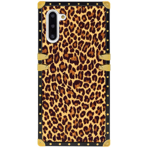 Phone Case Compatible with Samsung Galaxy Note 10 Leopard Print Luxury Elegant Square Protective Metal Decoration Corner