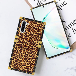 Phone Case Compatible with Samsung Galaxy Note 10 Leopard Print Luxury Elegant Square Protective Metal Decoration Corner