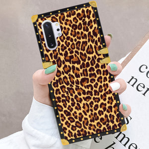 Phone Case Compatible with Samsung Galaxy Note 10 Plus, Samsung Galaxy Note 10 Plus 5G Leopard Print Luxury Elegant Square Protective Metal Decoration Corner