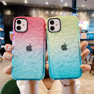 3D Gradient Diamond Pattern Case For iPhone 11 Clear cover for iPhone 13 12 Pro Max 11 6 6s 7 Plus 8 Plus X XR XS Max Fundas
