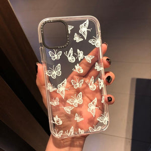 Beauty White Black Butterfly Phone Case For iphone 11 Pro XR XS Max X Soft Clear TPU Back Cover For iphone 7 8 plus Couples Case