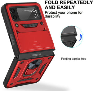 For Samsung Galaxy Z Flip 3 Case Shockproof Armor Case for Galaxy Z Flip 4 Zlip3 5G Stand Holder Magnetic Car Ring Phone Cover