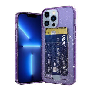 Fit iPhone Pro 13 6.1 Crystal Glitter Crystal Clear Card Holder Slim Fit Protective Shockproof Wallet Case For iPhone 13 Pro MAX