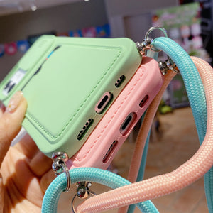 Slide Camera Lens Protection Phone Case for iPhone 13 12 11 Pro XS Max XR X 8 Plus Lanyard Necklace Cord Rope Card Pocket Cover