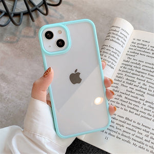 Candy Shockproof Silicone Bumper Phone Case For iPhone 11 12 13 Pro Max X XS XR Max 8 7 Plus Transparent Protection Back Cover