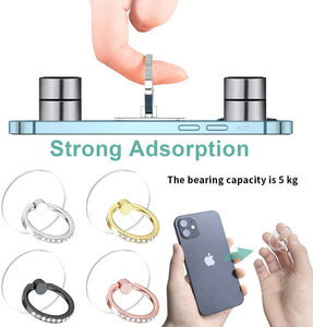 Diamond Cell Phone Ring Holder Stand Transparent Finger Grip Clear 360° Degree Rotation Kickstand Compatible iPhones